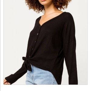Tillys Tie Front Button Down Sweater